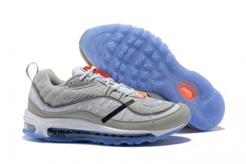 Off White Nike Air Max 98 Unisex Running Shoes Grey Blue
