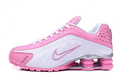 Nike Shox R4 301 GS wit roze hardloopschoenen 312828-100