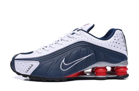 Nike Shox R4 301 Sepatu Lari Retro Pria Putih Biru Merah BV1111-104