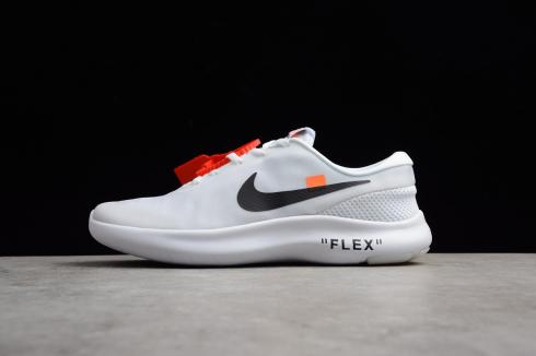 Off White x Nike Flex Experience RN 7 ホワイト ブラック AJ9089 100 ランニングシューズ。