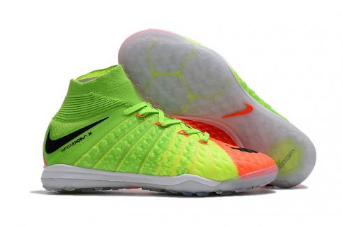 Nike HypervenomX Proximo II DF TF verde naranja hombres zapatos de fútbol
