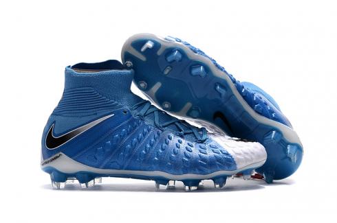 Nike Hypervenom Phantom III FG 高筒白色深藍色男子足球鞋