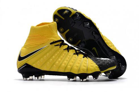 Nike Hypervenom Phantom III DF รองเท้าฟุตบอล รองเท้า สีดำ สีเหลือง สีขาว