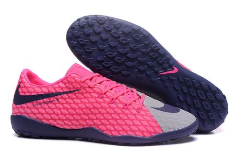 Nike Hypervenom Phantom III TF LOW 中幫粉紅色銀色深藍色足球鞋