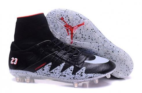 Nike Hypervenom Phantom II FG ACC NJR Jordan Soccers Footabll Shoes Preto Branco Vermelho