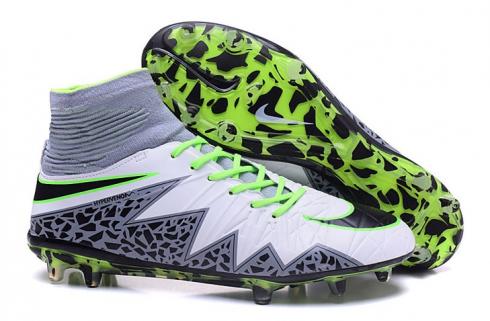 Nike Hypervenom Phantom II FG Elite Pack ACC Soccers Footabll Shoes Branco Verde Cinza