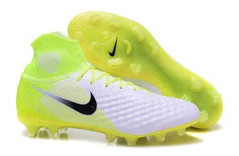 NIKE MAGISTAX PROXIMO II FG ACC impermeable Alto blanco Zapatos de fútbol amarillo fluorescente