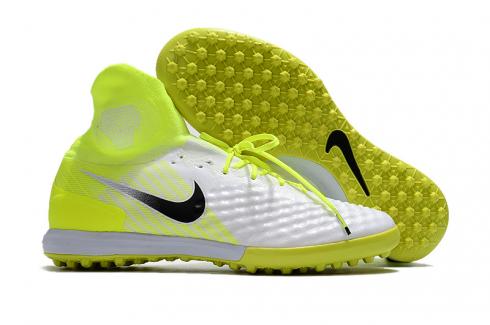 Nike MAGISTAX PROXIMO II TF ACC 방수 하이 도움말 흰색 형광 노란색 남성용 축구, 신발, 운동화를