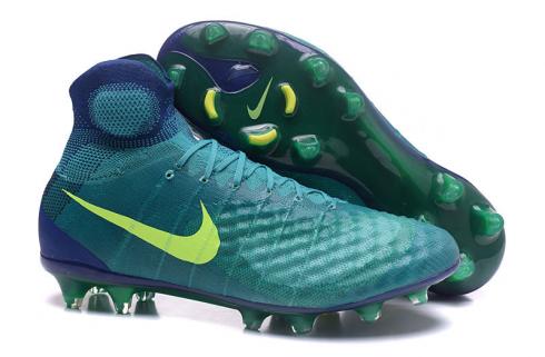 Nike Magista Obra II FG Soccers Zapatos de fútbol ACC Verde oscuro Amarillo