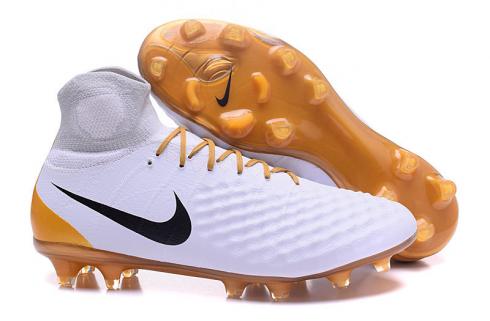 Nike Magista Obra II FG Soccers Football Shoes ACC White Black Gold