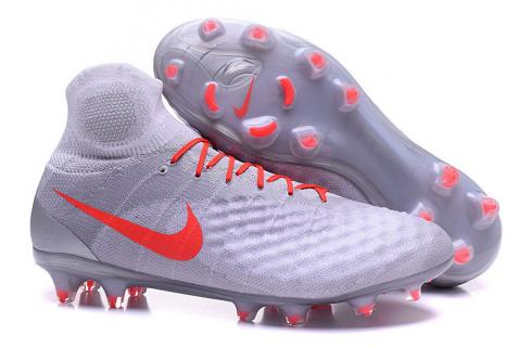 Nike Magista Obra II FG Soccers Chaussures De Football ACC Blanc Gris Orange