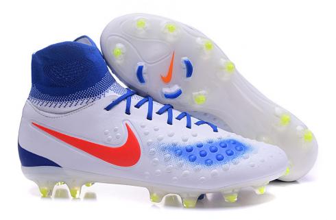 Nike Magista Obra II FG Soccers Chaussures De Football Bleu Blanc Rouge