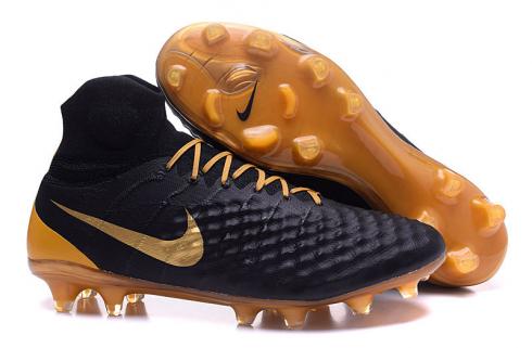 Nike Magista Obra II FG Soccers Zapatos de fútbol Volt Negro Oro