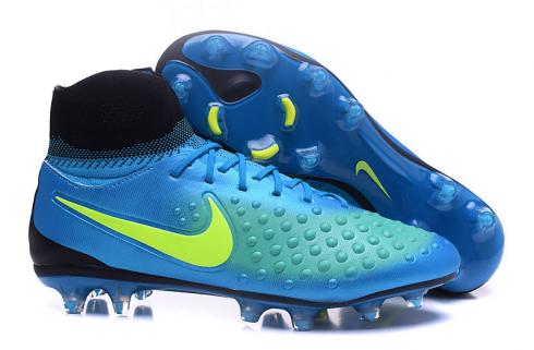 Nike Magista Obra II FG Soccers Chaussures De Football Volt Noir Total Marine Bleu