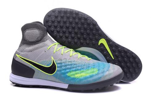 Nike Magista Obra II TF Soccers Shoes ACC Водонепроницаемые серо-синие