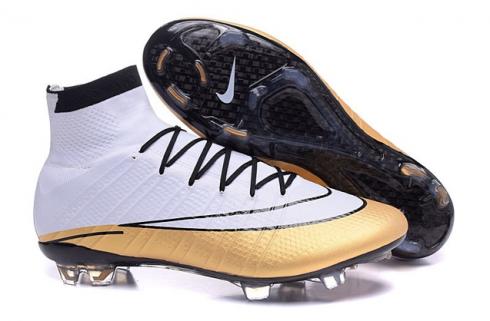 Nike Mercurial Superfly CR7 FG CR501 Hvid Metallic Guld Sort Fodbold fodboldstøvler 641858