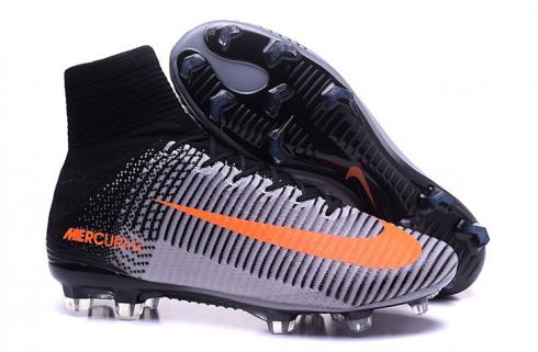 NIke Mercurial Superfly V FG ACC Chaussures De Football Pour Enfants Blanc Gris Noir Orange