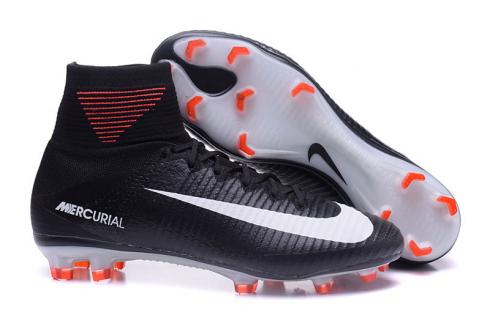 NIke Mercurial Superfly V FG ACC impermeable negro blanco rojo colores de partido clásicos Zapatos de fútbol