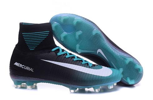 Nike Mercurial Superfly V FG ACC Zapatos de fútbol altos Soccers Negro Azul marino