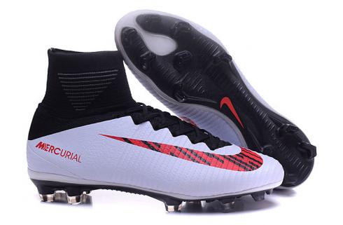 Nike Mercurial Superfly V FG ACC 高筒足球鞋足球黑白紅