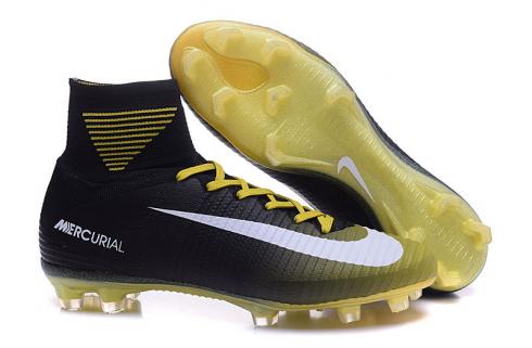 buty piłkarskie Nike Mercurial Superfly V FG ACC Wysokie Buty Piłkarskie Czarne Żółte