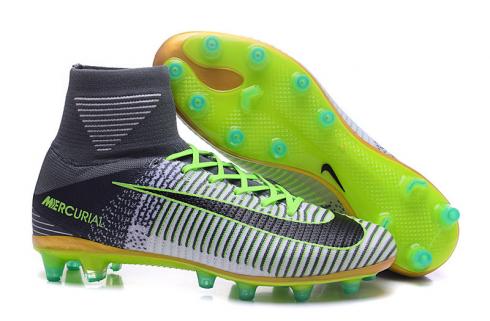 Nike Mercurial Superfly V FG ACC 高筒足球鞋足球綠灰色金色