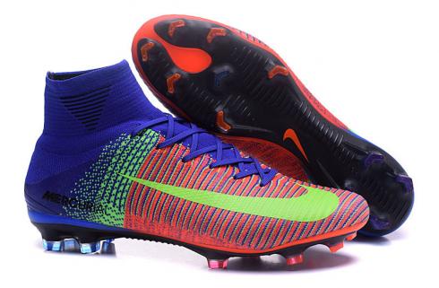 Nike Mercurial Superfly V FG ACC High Football Shoes Soccers Vermelho Azul