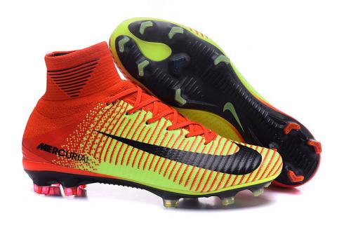 Nike Mercurial Superfly V FG ACC High Football Shoes Soccers Vermelho Amarelo