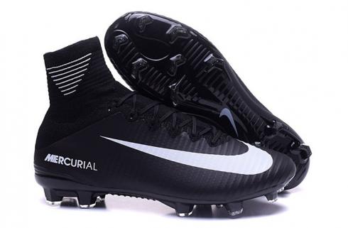 รองเท้าฟุตบอลเด็ก Nike Mercurial Superfly V FG ACC สีขาวดำทั้งหมด