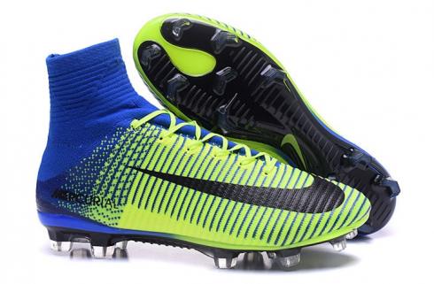 Nike Mercurial Superfly V FG ACC Chaussures De Football Pour Enfants Vert Bleu Noir
