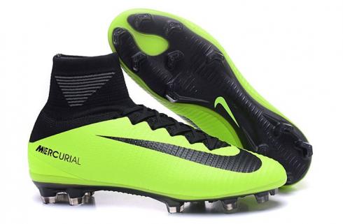 Nike Mercurial Superfly V FG ACC Hombres Zapatos De Fútbol Soccers Verde Gris Negro