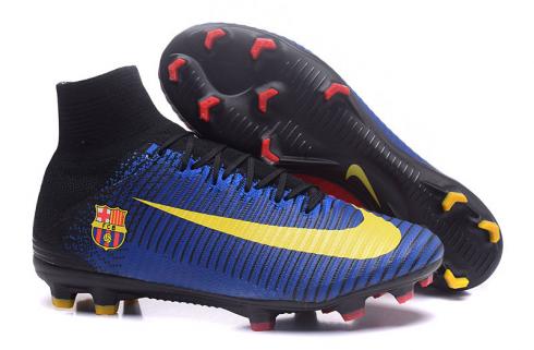 Sepatu Nike Mercurial Superfly V FG Barcelona Soccers Merah Biru Kuning