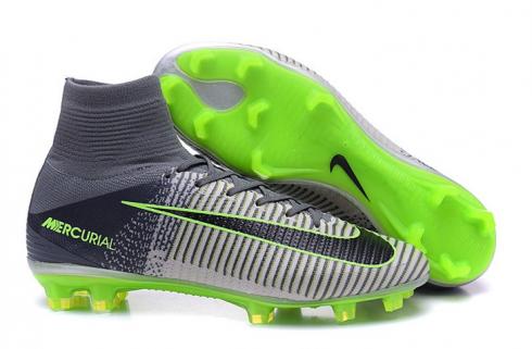 Nike Mercurial Superfly V FG Elite Pack ACC Hombres Zapatos De Fútbol Soccers Gris Verde Negro