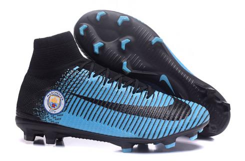 Nike Mercurial Superfly V FG Manchester City Soccers Zapatos Azul Negro