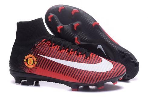 Sepatu Nike Mercurial Superfly V FG Manchester City Soccers Merah Hitam Putih