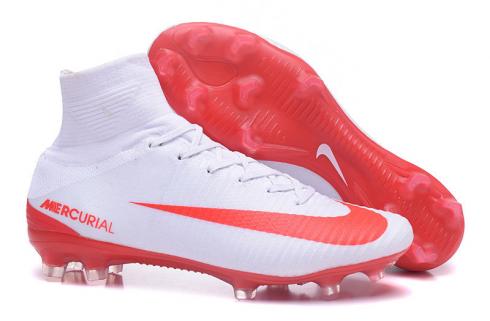 Nike Mercurial Superfly V FG bílé červené fotbalové boty
