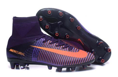 Nike Mercurial Superfly V FLOODLIGHTS PACK Soccers Sepatu ACC Tahan Air Ungu Oranye C Ronaldo