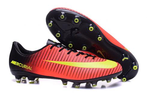 Nike Mercurial Superfly AG Sepatu Sepak Bola Rendah Soccers Hitam Merah Kuning