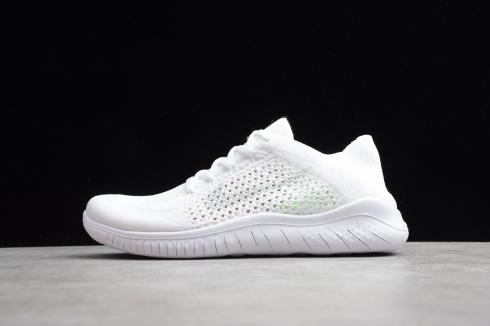 GmarShops - New Nike Free RN Flyknit 2018 Triple White Comfy Running Shoes 942838 - nike air max ribbon color - 103