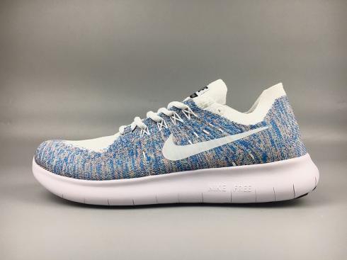Nike Free RN Flyknit 2017 รองเท้าวิ่งสีน้ำเงินสีขาว 880843-403