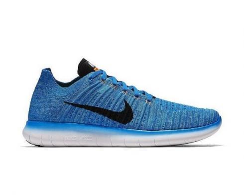Nike Free RN Flyknit Blauw Wit Zwart Sportschoenen Hardlopen Heren Schoenen 831069-006