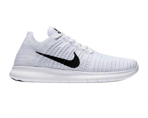 Nike Free RN Flyknit Blanco Platino Negro Zapatos para correr para hombre 831069-101