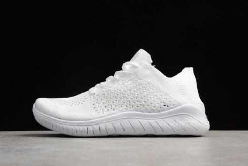 Nike Free Rn Flyknit 2018 Triple White zapatos para correr para hombre y mujer 942839 103