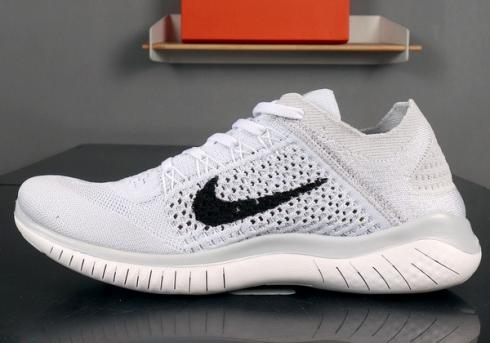 Nike Free Rn Flyknit 5.0 Blanco Negro Zapatos para correr para hombre 831069-509