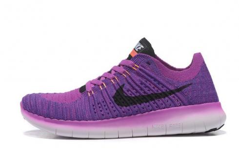 Mujer Nike Free RN Flyknit Run Púrpura Blanco Zapatos para correr para mujer 831070-501