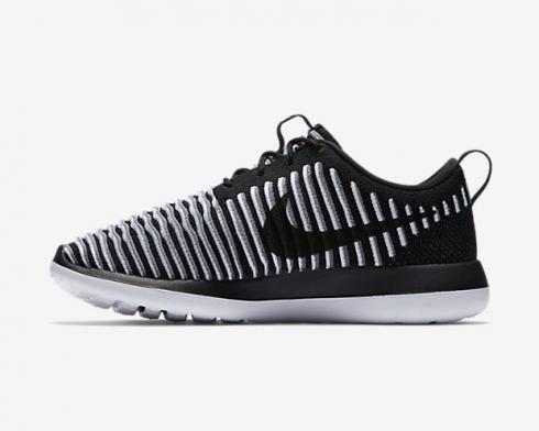 Nike Roshe Two Flyknit Negro Negro Blanco Zapatos para mujer 844929-001