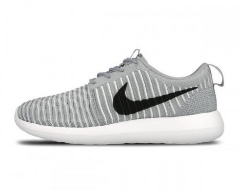 Nike Roshe Two Flyknit Wolf Gris Negro Blanco Zapatos para hombre 844833-002