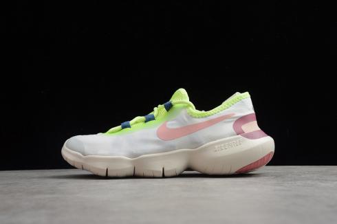 Womens Nike Free RN 5.0 White Volt Pink Blue Shoes CJ0270-101