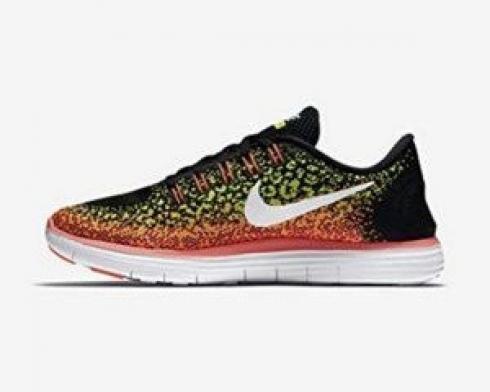 Womens Nike Free RN Distance Black White Volt Hot Lava Running Shoes 827116-017