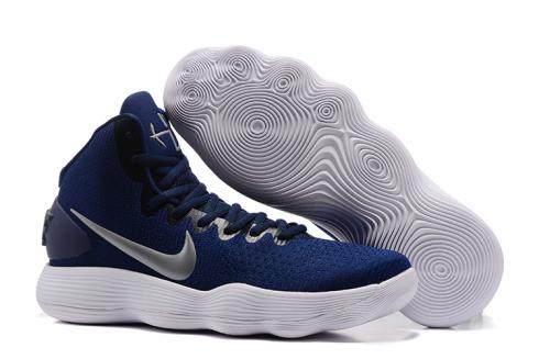 Nike Hyperdunk 2017 Heren Basketbalschoenen Diepblauw Grijs Wit Nieuw